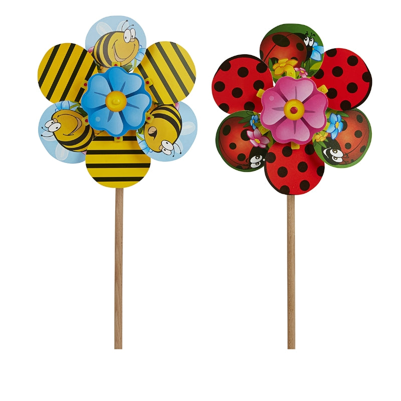 Flora range Bee & Ladybug Whirly Windmills