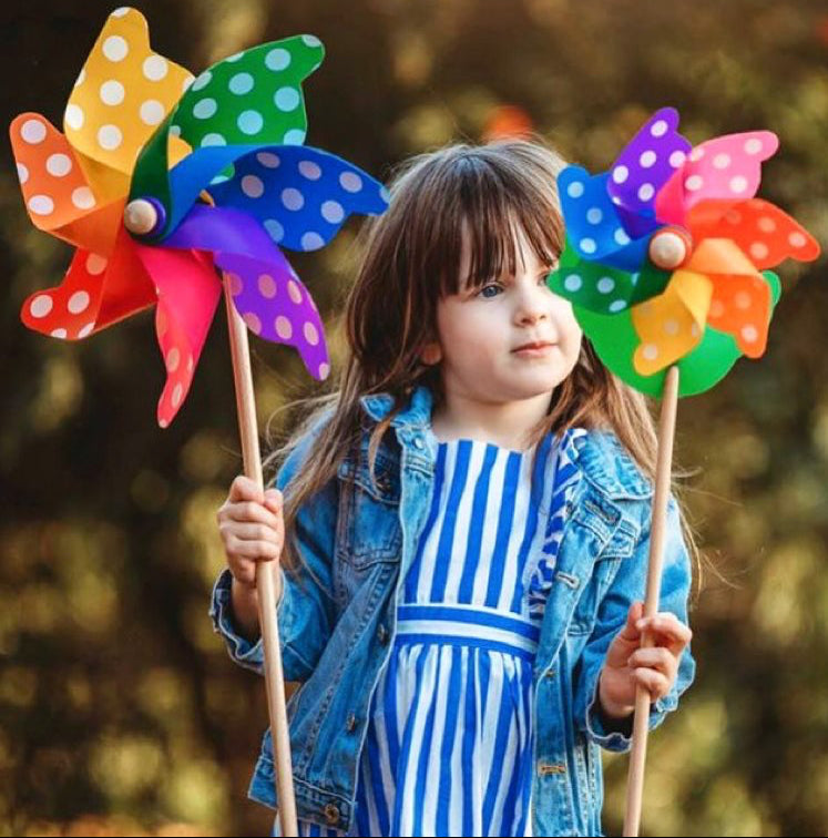 Grande & Mezzo Rainbow Spotty Windmills by Whirly Made in Italy