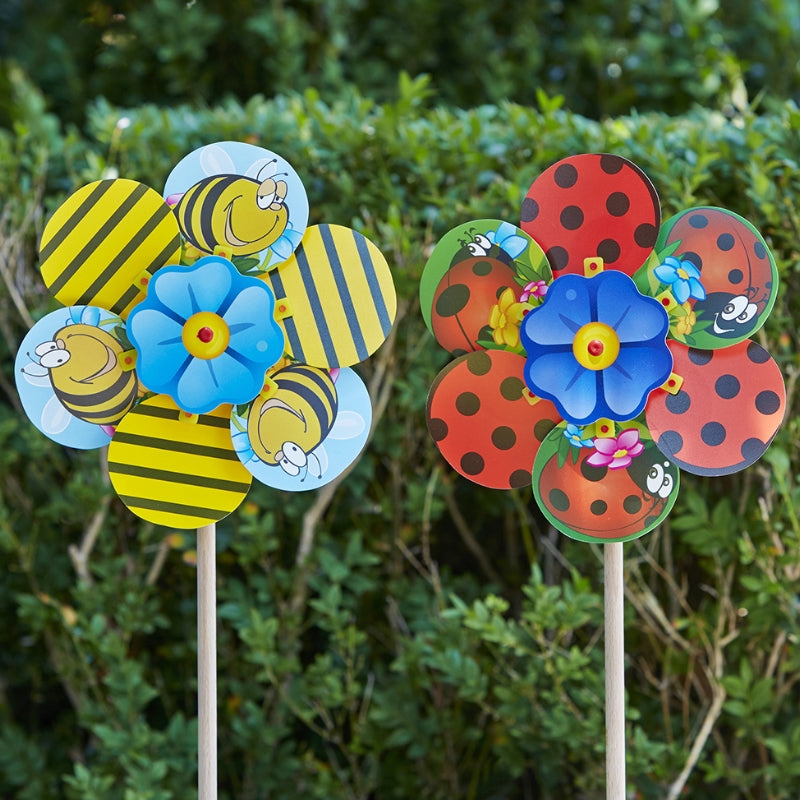 Novelty Bee & Ladybug Windmill Pinwheel Whirly Windmills