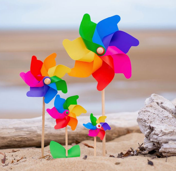 Premium Rainbow Pinwheels Whirly Windmill Made in Italy