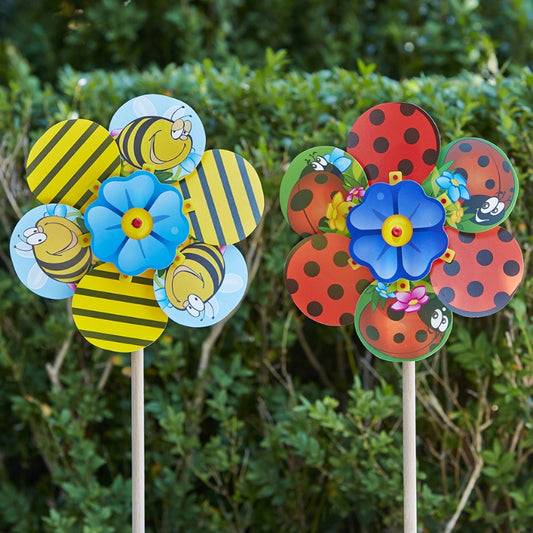 Novelty Bee & Ladybug Windmill Pinwheel Whirly Windmills